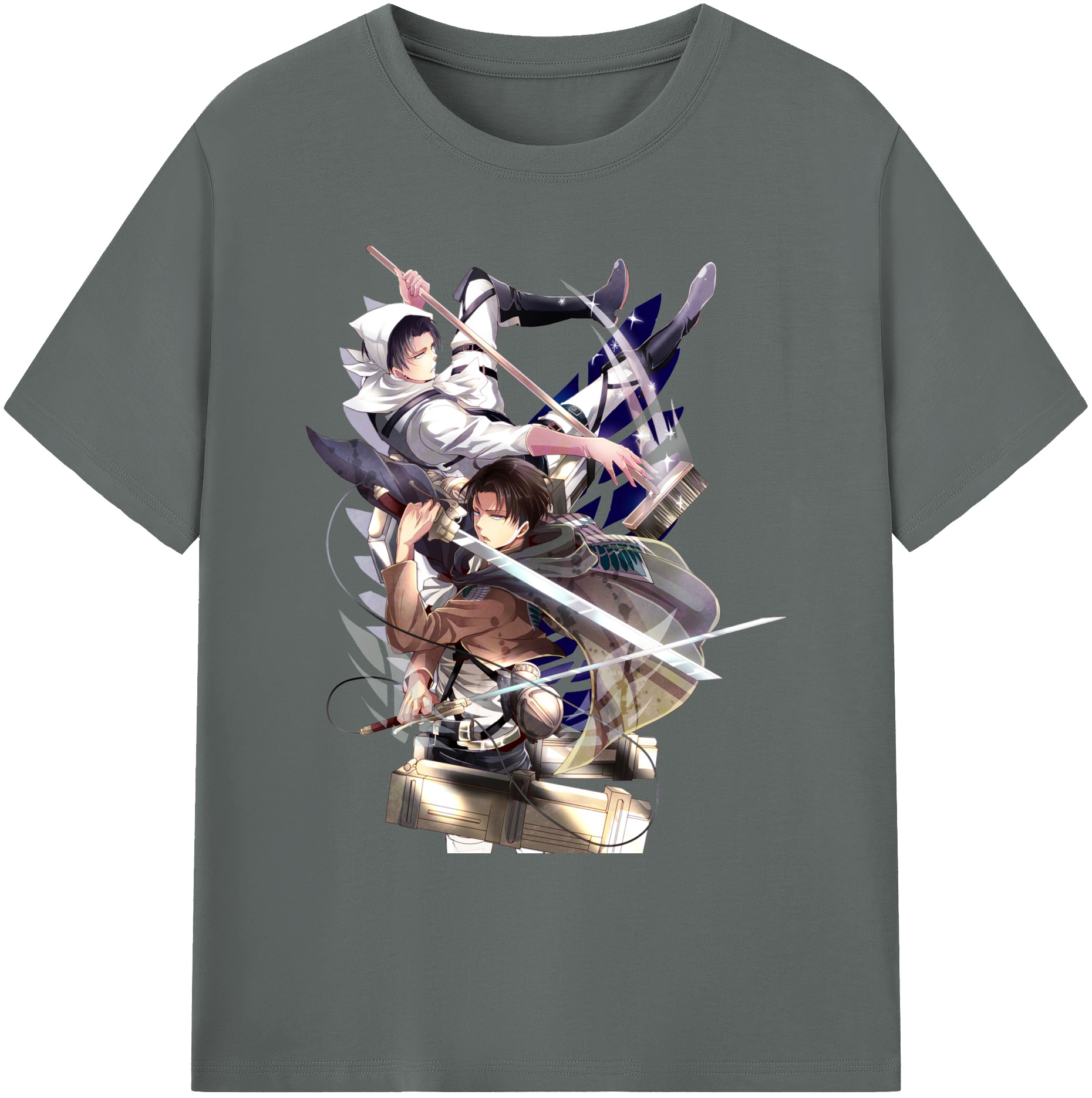（画像用） 進撃の巨人 リヴァイ·アッカーマン Attack on Titan Levi Ackerman 綿100％ メンズ半袖Tシャツ｜肌触りやわらか＆通気性